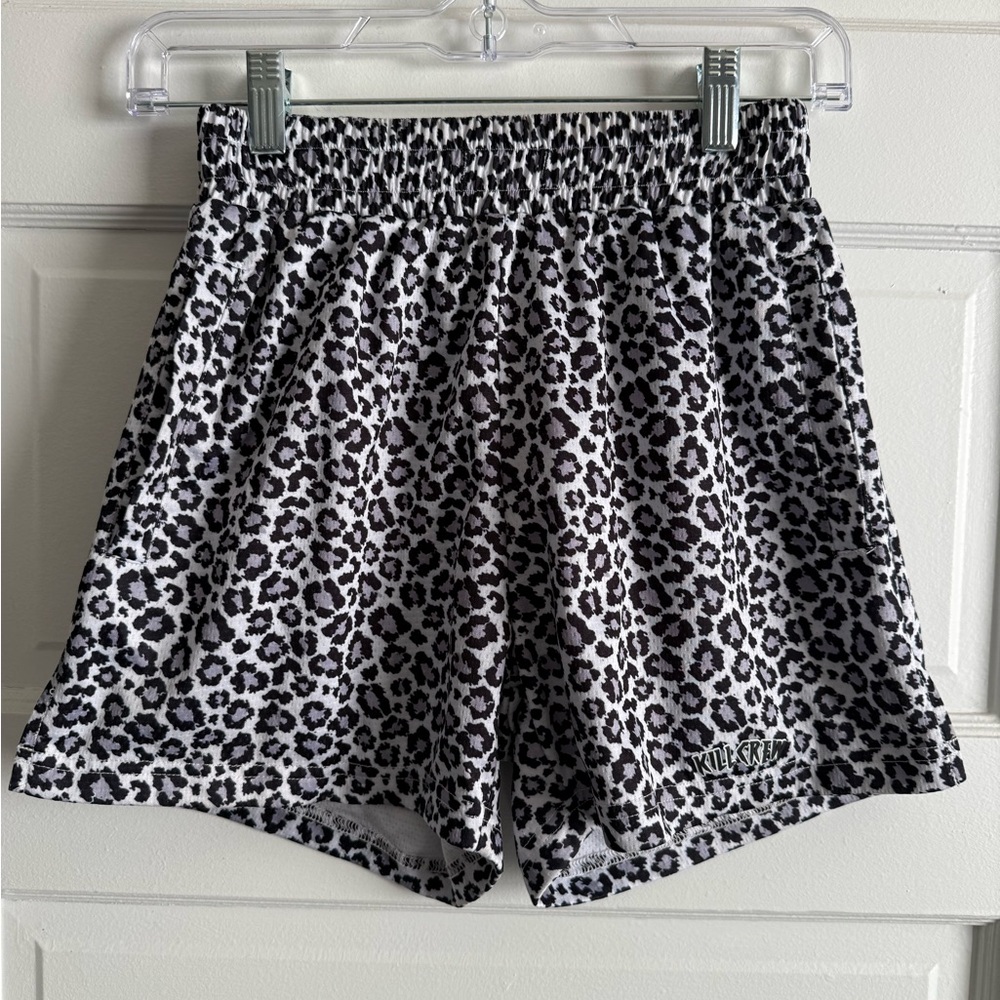 Kill Crew Black and White Leopard Print Athletic Shorts